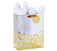 Hallmark Large Gift Bag with Tissue Paper, Gold Foil Dots (Engagements, Bridal Showers, Weddings, All Occasion)