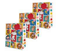 Hallmark Large Gift Bags, Snoopy & Gang, Peanuts Comics, Birthday, 3-Pack | Size 33 x 26.5 x 14.6cm, Woodstock, Charlie Brown, Lisa, Linus, White Cord Handles, Red Gift Tags