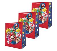 Hallmark Large Gift Bags, Super Mario, Nintendo, Birthday, 3-Pack | Princess Peach, Toad, Luigi, Size 33 x 26.5 x 14.6cm, White Cord Handles, Super Mushroom Tags