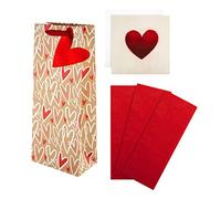 Hallmark Love Card, Bottle Bag and Tissue Bundle - Heart Design