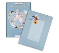 Hallmark Luxury Boxed Anniversary Card - Traditional Illustrated Wine Glasses & Heart Design