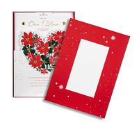 Hallmark Luxury Boxed Christmas Card for One I Love - Traditional Illustrated Poinsettia Heart Design