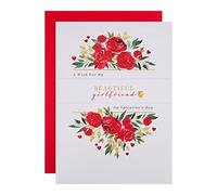Hallmark Girlfriend Valentines Card, Luxury Valentines Day Card, Classic Roses Design, Red