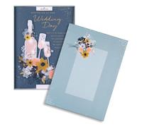 Hallmark Luxury Boxed Wedding Congratulations Card - Traditional Illustrated Bottle & Glasses Design