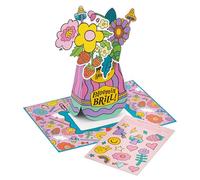 Hallmark Magical Botanicals X Liz Harry Card, Pop Up Paper Flower Bouquet, Artificial Flowers, Birthday, Stickers, Pink