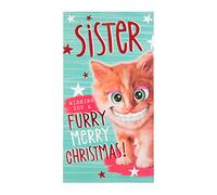 Hallmark Medium Sister "Furry Merry" Christmas Card