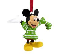 Hallmark Mickey Mouse and Oversized Jumper Hanging Ornament, Green, Disney | Durable Resin Construction, Compact 7cm by 8.8cm by 3.5cm, Christmas Tree Decoration, Ideal for Gifting and Collectors