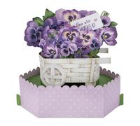 Hallmark Mothers Day Card, 3D & Pop Up Mothers Day Card, For Mum, Grandma, Pansy Flower Cart, Purple
