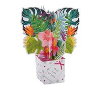Hallmark Mothers Day Card, 3D & Pop Up Plant Design, Tropical Plants, Keepsake, Green, Blue, Pink, White
