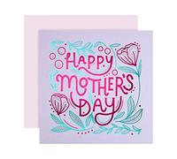 Hallmark Mothers Day Card, Contemporary Foiled Text Design, Keepsake, For Mum, Grandma, Wife, Pink, Blue | Keepsake, Measures 16cm X 16cm, Purple with Teal & Pink Foil, Recyclable, Pink Envelope