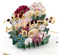 Hallmark Mothers Day Card for Mum, 3D Pop Up Bouquet, Red Gold Foil