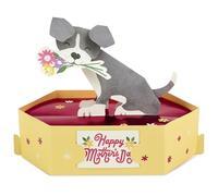 Hallmark Mothers Day Card for Mum, 3D Pop Up Dog, Flowers, Grey, Yellow