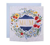 Hallmark Mum Mothers Day Card, 3D & Pop Up Flower Wreath Design, Keepsake, Red, Yellow, Blue, White