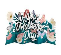 Hallmark Mothers Day Card for Mum, 3D, Pop Up, Jumbo Floral Banner, Blue, Pink
