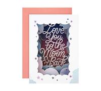Hallmark Mothers Day Card for Mum, 3D & Pop Up, 'Love You To The Moon & Back' Design, White, Pink, Blue