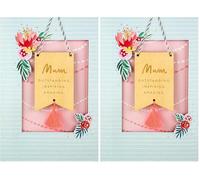 Hallmark Mothers Day Card for Mum, 3D & Pop Up, With Wooden Hanging Keepsake Decoration, Pink, Green, Blue (Pack of 2)