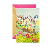 Hallmark Mother's Day Card For Mum Colourful Garden Signature Small | Measures 17.3cm by 11.9cm, Pink and Gold Foil Details, Pink and Gold Foil Envelope, Colour Garden Butterflies