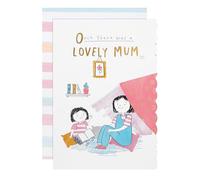 Hallmark Mother's Day Card for Mum, Cute Cartoon Illustration Design, Mum Mothers Day Card, Pink, White