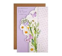 Hallmark Mothers Day Card for Mum from Both of Us, With Keepsake Bookmark Gift, Classic Lucy Cromwell Design, Florals & Butterflies, Purple, White