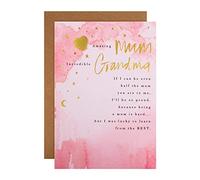 Hallmark Mothers Day Card for Mum & Grandma, Classic Heartfelt Verse Design, Hearts, Stars & Moon Design, Pink, Gold