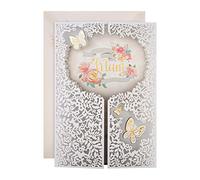 Hallmark Mum Mothers Day Card, Laser Cut Design with Long Verse, Butterflies & Florals, White, Pink