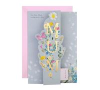 Hallmark Mum Mothers Day Card, with Bookmark Keepsake, Mothers Day Card for Mum, Florals, Butterfly, Gold, Blue, Pink