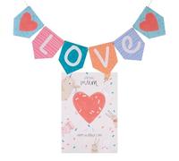 Hallmark Mothers Day Card for Mum, with Detachable Bunting Keepsake, Cute Animals, Hearts, Confetti, White, Blue, Red