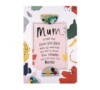 Hallmark Mum Mothers Day Card for Mum, With Keepsake Magnet, Funky Pattern Design, Mothers Day Card for Mum, White, Pink, Green, Red