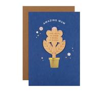 Hallmark Mum Mothers Day Card, with Wooden Plant Keepsake, Mothers Day Card for Mum, Flowers, Florals, Blue, White
