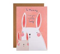 Hallmark Mothers Day Card for Mummy from Daughter, Cute Illustrated Bunny Rabbits Design, Pink