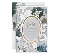 Hallmark Mothers Day Card for Nana, Floral Design with Gold Foil Details, Grey, White