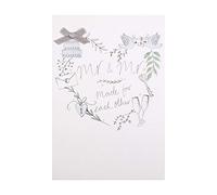 Hallmark Mr & Mr Wedding Congratulations Card - Contemporary Design with Gem and Ribbon Attachments