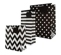 Hallmark Multi Occasion Gift Bag Bundle - 3 Essential Sized Bags in 3 Contemporary Black Designs