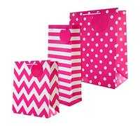 Hallmark Multi Occasion Gift Bag Bundle - 3 Essential Sized Bags in 3 Contemporary Pink Designs