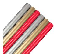 Hallmark Multi Occasion Silver, Gold & Red Wrapping Paper Bundle - 6 Rolls in 3 Colours (Christmas/Birthday/Anniversary)