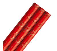 Hallmark Multi-Roll Christmas 9M Wrapping Paper Pack from 3 Rolls in Bright Red