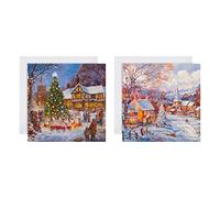 Hallmark Multipack Christmas Cards, Charity Cards, Pack of 16 in 2 Festive Designs, Wintry Scene