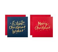 Hallmark Multipack Christmas Cards, Charity Cards, Pack of 16 in 2 Text Based Designs, Gold, Red, Blue