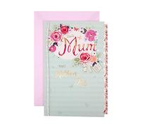 Hallmark Mum Mother's Day Card, Classic Floral Design, Mothers Day Card for Mum, From Daughter, From Son, Pink, Red, Green