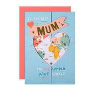 Hallmark Mum Mothers Day Card, Mothers Day Card for Mum, Map & Heart Design, From Son, From Daughter, Blue