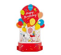 Hallmark Musical Light Up 3D Pop Up Birthday Card, Snoopy & Woodstock | Peanuts Comics Theme, Plays Happy Birthday, Measures 22.8x12.7x7.7cm, Orange Envelope