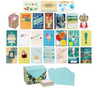 Hallmark Pack of 24 Handmade Assorted Boxed Greeting Cards, Modern Greenery - Birthday, Baby Shower, Wedding, Sympathy, Thinking of You, Thank You Cards