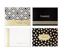 Hallmark Pack of 40 Thank You Cards in 4 Designs, Boxed Multipack, Gold Foil, Black, White