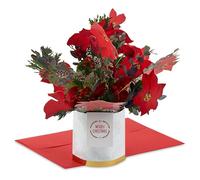 Hallmark Paper Wonder Jumbo Sized 3D Pop-Up Poinsettia Christmas Card With Red Envelope