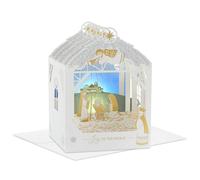 Hallmark Paper Wonder Musical Pop Up Christmas Card (Joy to the World) Angel and Nativity, Gold and White