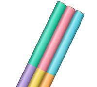 Hallmark Pastel Wrapping Paper Rolls - Pink, Purple, Blue, Green, Yellow, Orange Gift Wrap Paper (Set of 3 Rolls: 75 sq. ft. ttl.) for Birthday, Baby Shower, Easter, Any Occasion