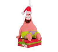 Hallmark Patrick Star Santa Hat SpongeBob Hanging Resin Christmas Ornament | Ornament measuring 4.4 x 8.3 x 5.1cm, with white loop and ribbon