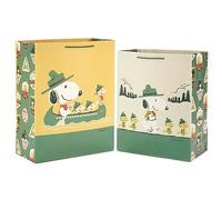 Hallmark Peanuts Gift Bag Bundle (2 Bags: 1 Large 13", 1 XL 15") Snoopy and Woodstock for Father's Day, Birthdays, Summer Camp