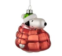 Hallmark PEANUTS Glass Ornament, Snoopy in His Red Puffer Jacket, Tree Decoration, Collectible, Red