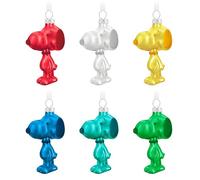 Hallmark PEANUTS Glass Ornaments, Colourful SNOOPY Figures, 6-Pack